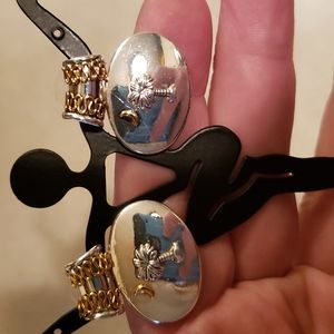 Vintage Best silver & gold Palm trees & Moon earrings